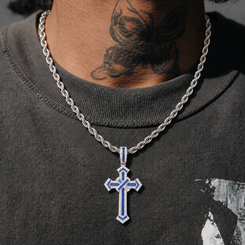 Eternal Cross Pendant & Necklace - Blue