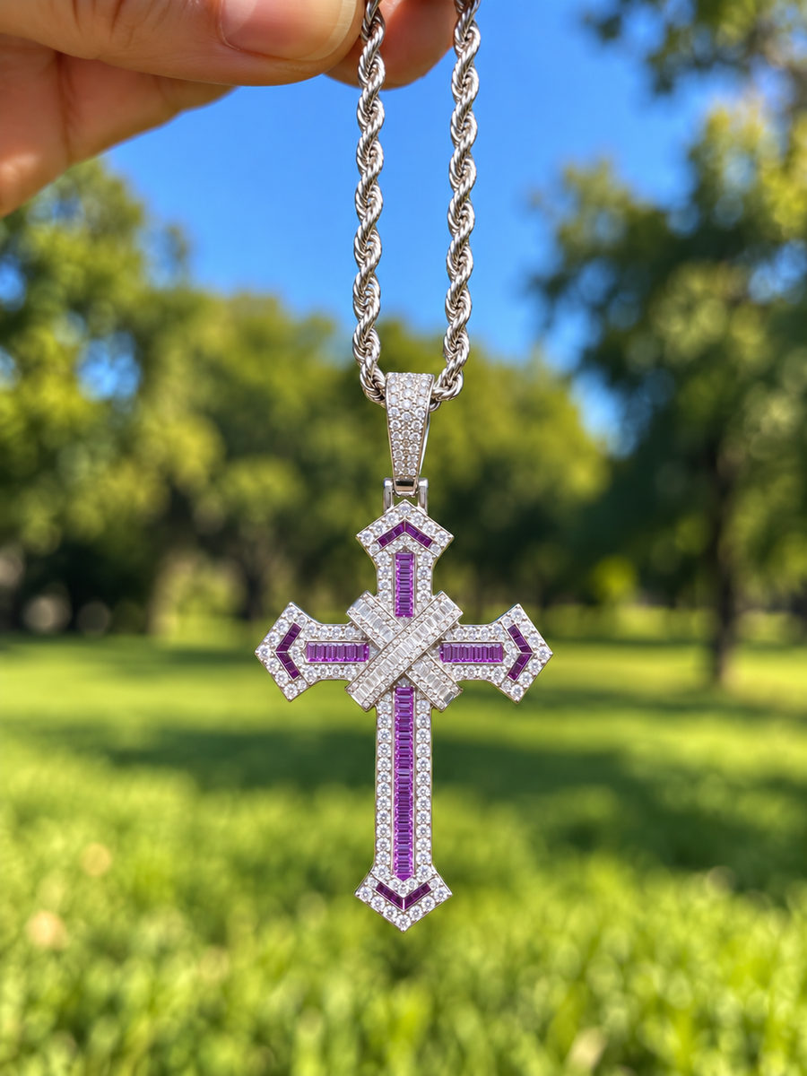 Eternal Cross Pendant & Necklace - Purple