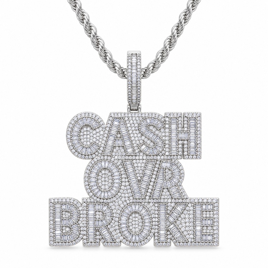 Cash Ova Broke Iced Pendant - Silver