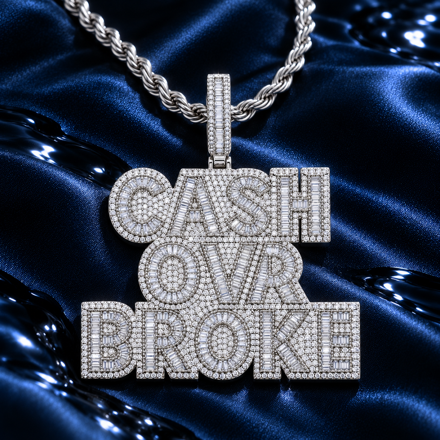 Cash Ova Broke Iced Pendant - Silver