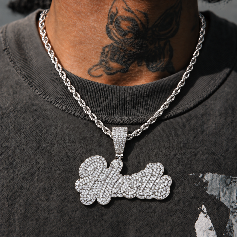 Hustle Iced Pendant - Silver