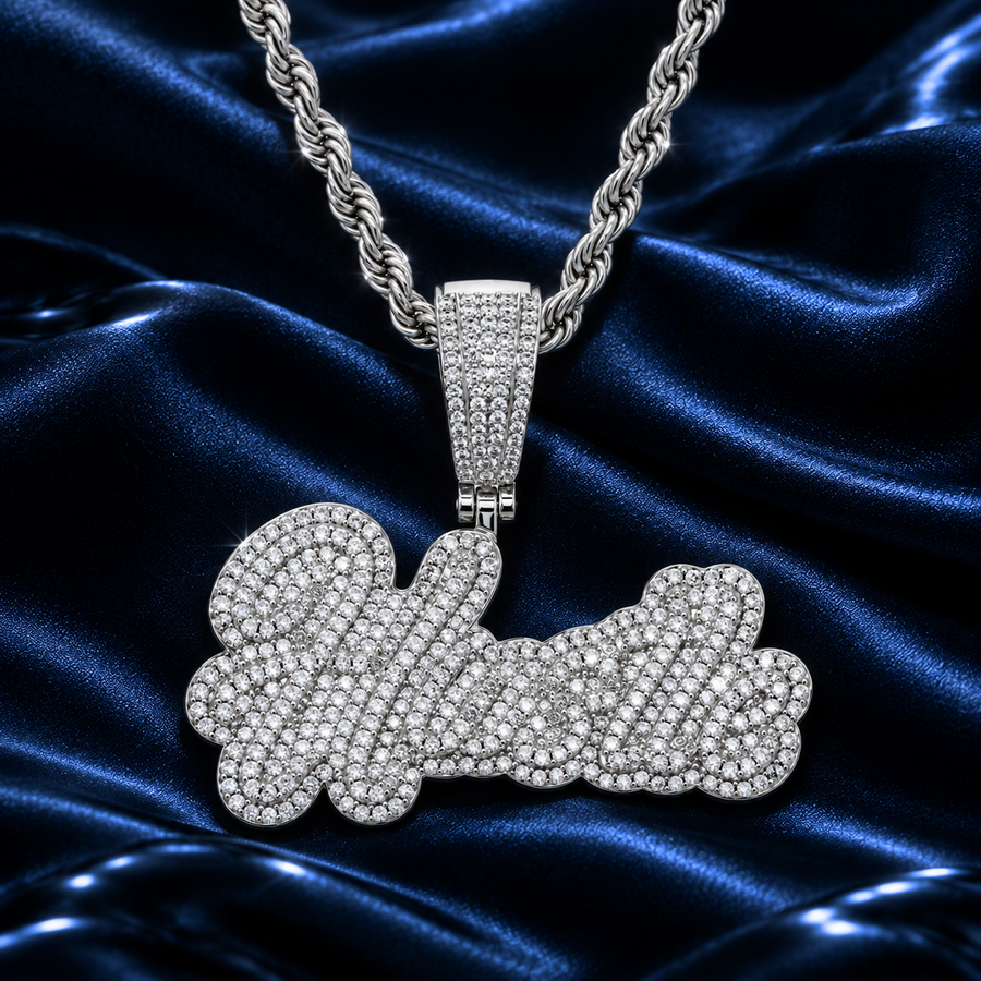 Hustle Iced Pendant - Silver