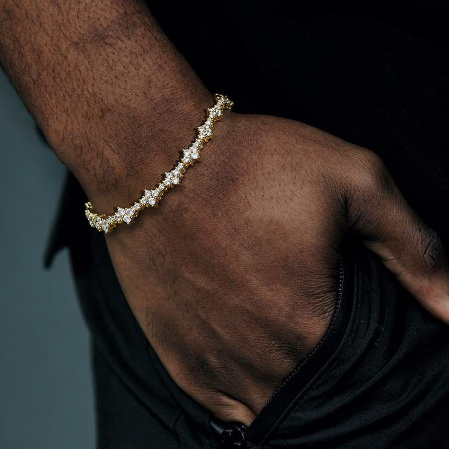 Gouden Iced Honingraat Tennisarmband