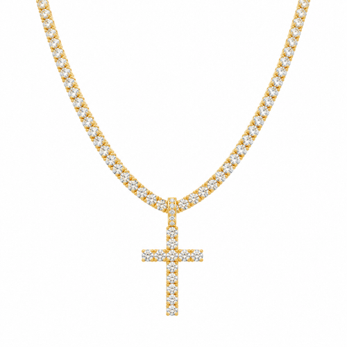 Iced Kruis & Ankh Ketting