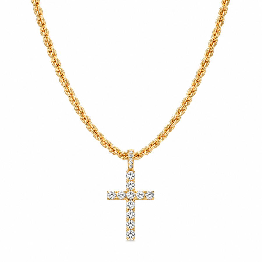 Iced Kruis & Ankh Ketting