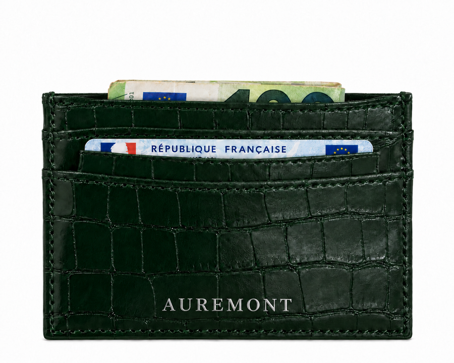 Croco Card Holder - Emerald