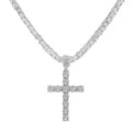 Iced Cross & Ankh Necklace – 4mm Tennis or Rope Chain