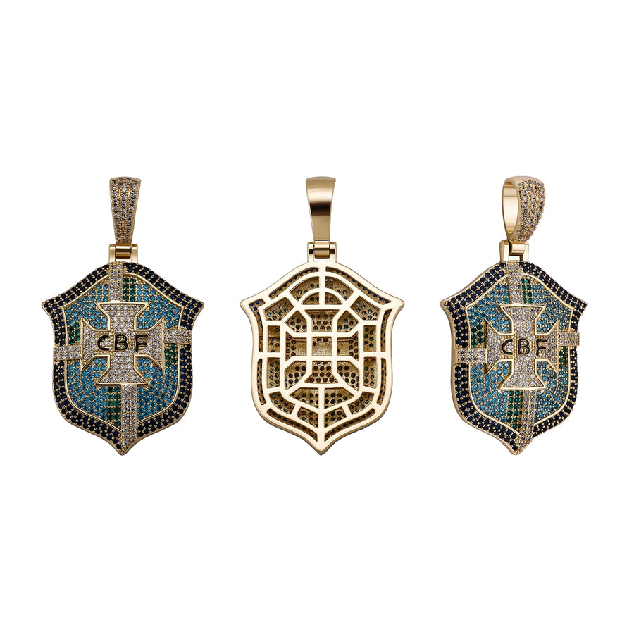 Brazil Legacy Iced Pendant & Chain - Gold