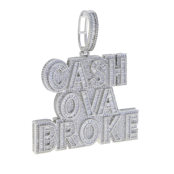 Cash Ova Broke Iced Pendant - Silver