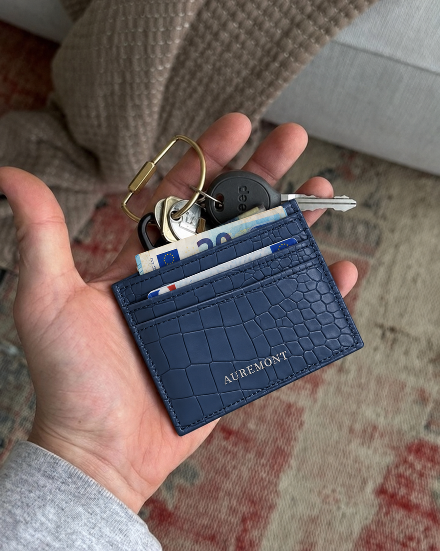 Croco Card Holder - Navy
