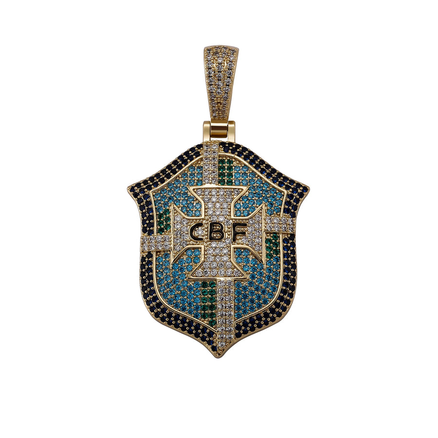 Brazil Legacy Iced Pendant & Chain - Gold