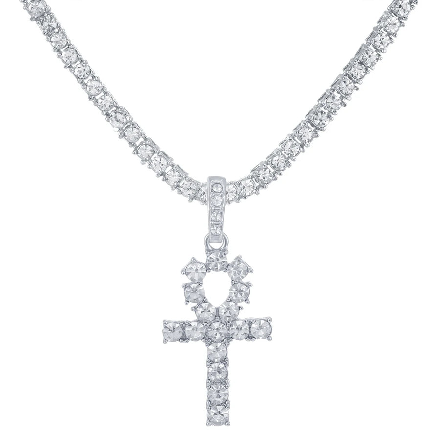 Iced Cross & Ankh Necklace