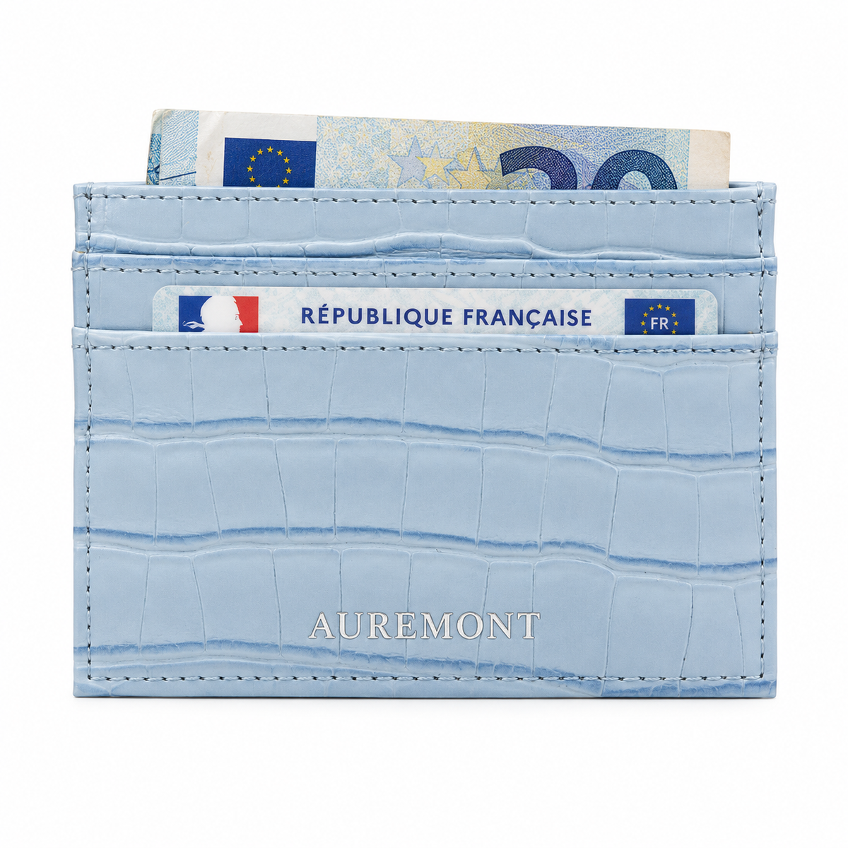 Croco Card Holder - Sky Blue