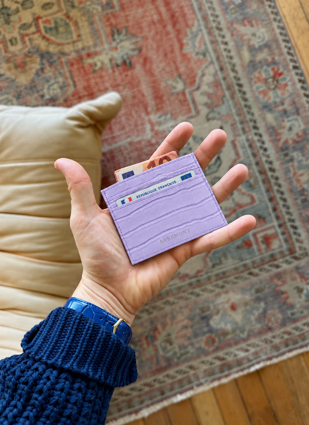 Croco Card Holder - Lavender