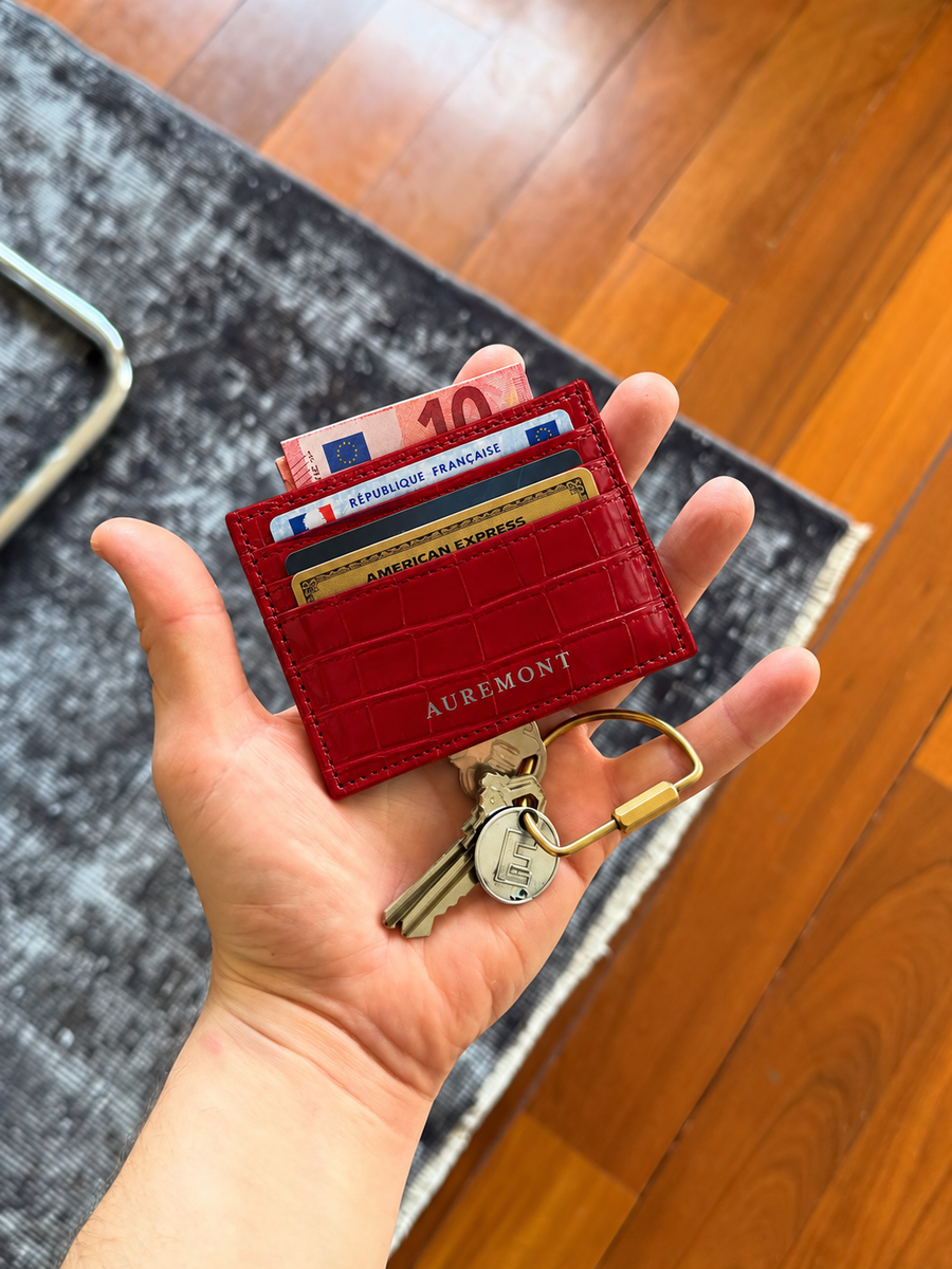 Croco Card Holder - Ruby