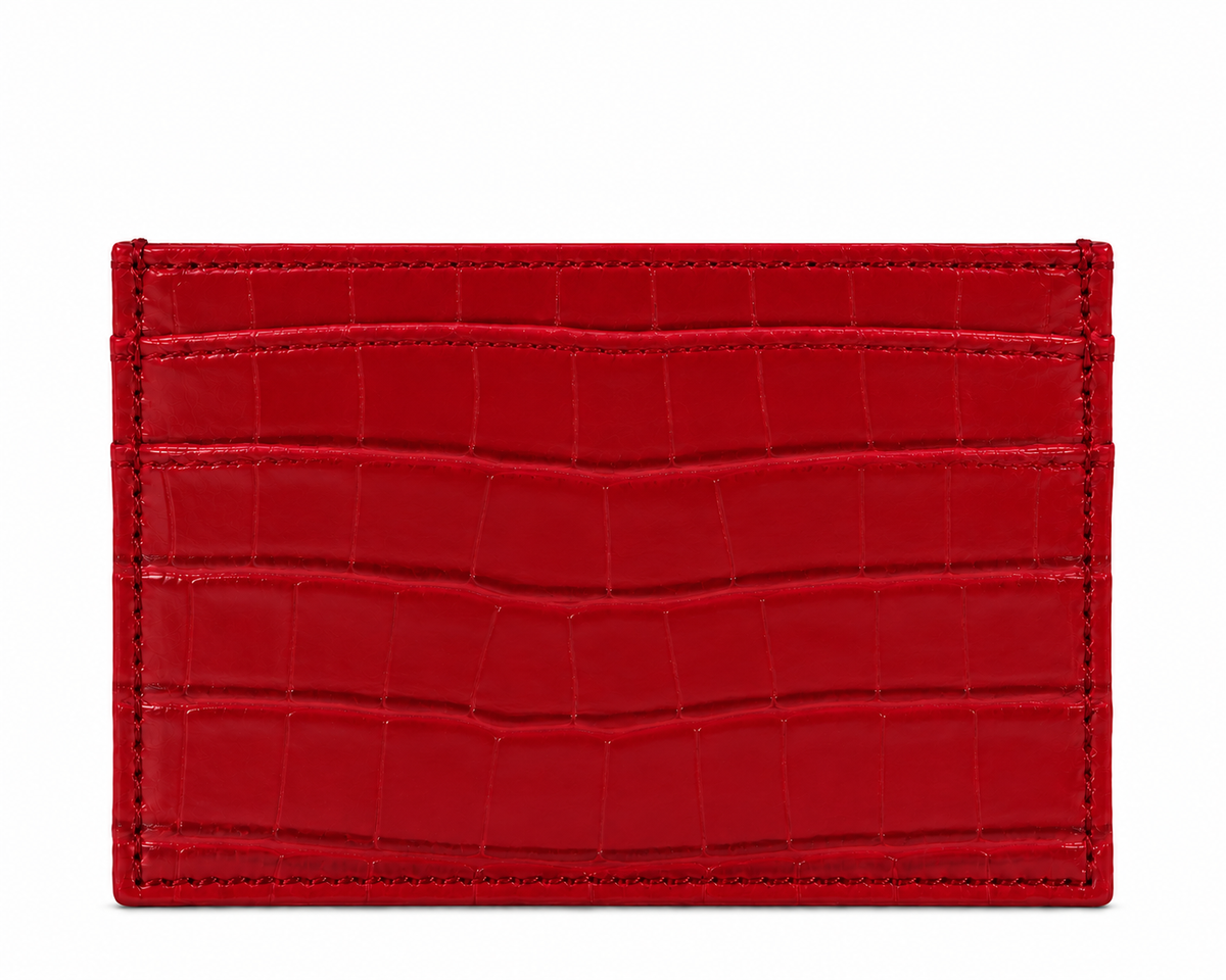 Croco Card Holder - Ruby
