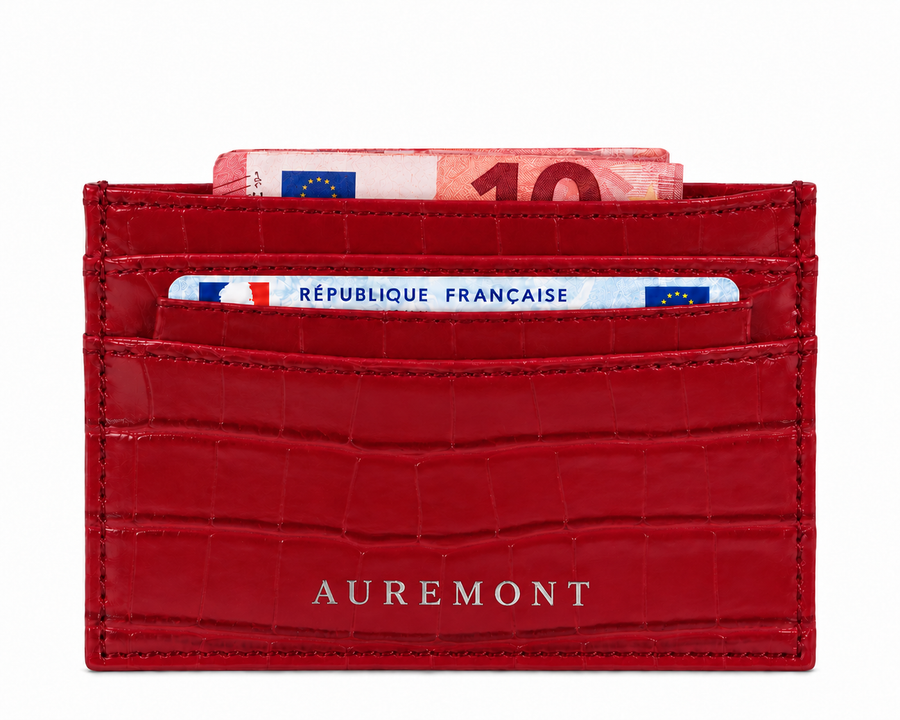 Croco Card Holder - Ruby