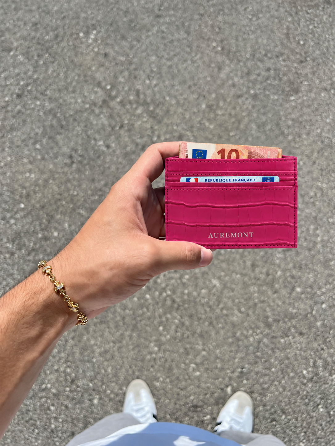 Croco Card Holder - Raspberry