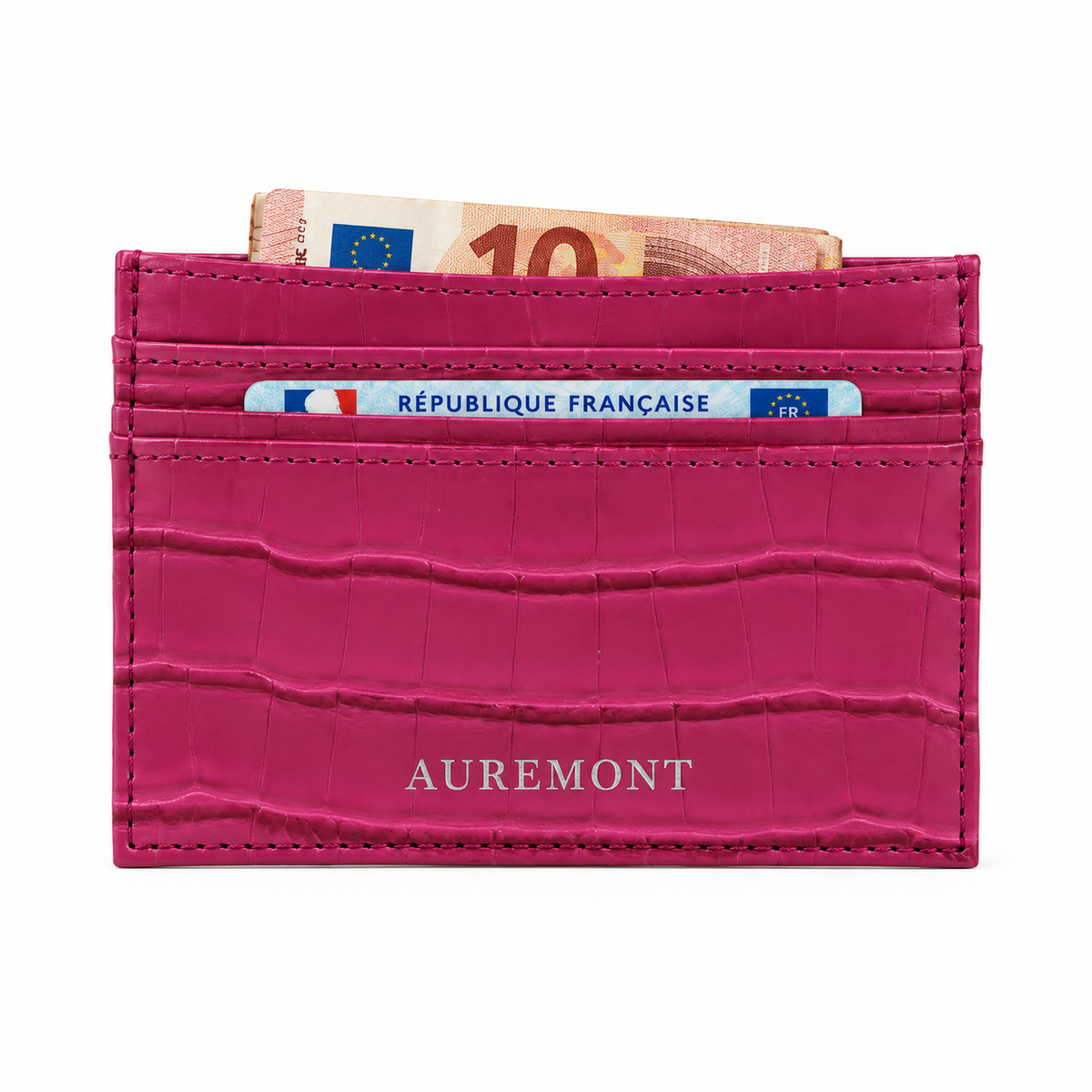 Croco Card Holder - Raspberry