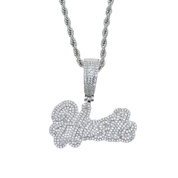 Hustle Iced Pendant - Silver
