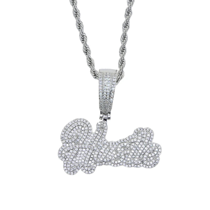Hustle Iced Pendant - Silver