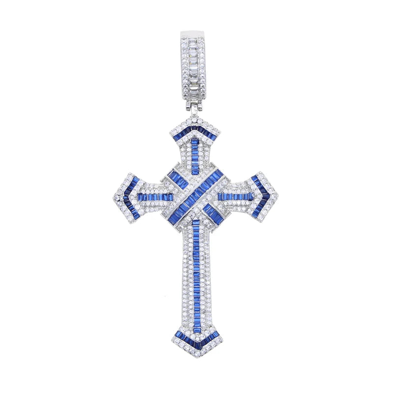 Eternal Cross Pendant & Necklace - Blue
