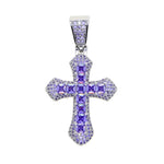 Divine Cross Iced Pendant - Purple