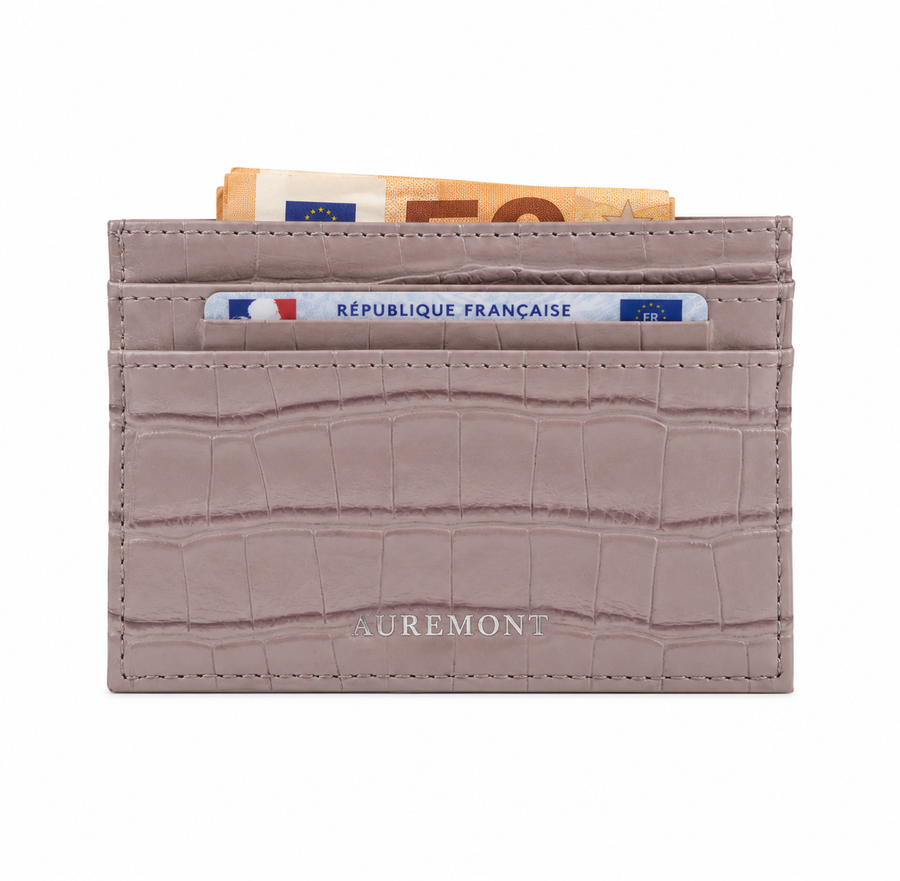 Croco Card Holder - Nude