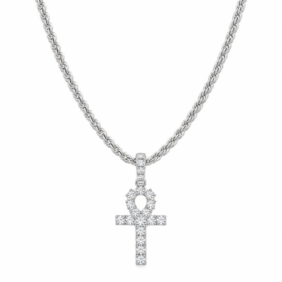 Iced Kruis & Ankh Ketting