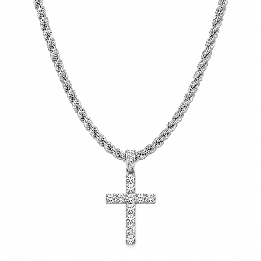 Iced Kruis & Ankh Ketting