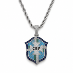 Brazil Legacy Iced Pendant & Chain - Silver